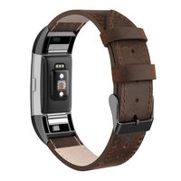 SWEES Leather Bands Compatible with Fitbit Charge 2, Genuine Leather Replacement Large (6.4" - 8.3") Wristband Women Men, Black, Coffee Brown, Blue, Retro Brown, Dark Brown