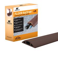 Simple Cord Brown Floor Cord Cover - 4 Ft Duct Cord Protector Covers Cables, Cords, or Wires - 3 Channel On Floor Raceway for Sidewalks or Walkways, in The Home or Office Doorways (4 Ft Brown)