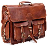 MONTEXOO 15 Inch Leather Messenger Bag for Men Laptop Briefcase Crossbody Satchel Bag (DARK BROWN)
