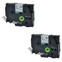 SuperInk 2PK White on Clear Laminated Label Tape Compatible for Brother TZe TZ TZe-145 18mm x 8m P-Touch Label Maker & Printer