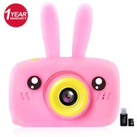 Kids Digital Camera for 3-9 Years Old Girls Gifts, Children Mini Shockproof Video Cameras, Toddler Little Girl Cute Cartoon Rabbit Soft Silicone Animal Cameras for Birthday (Included TF Card)