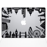 The Decal Guru Around The World Monuments Decal Vinyl Sticker, 13" MacBook Air, Black (1385-MAC-13A-BLA)