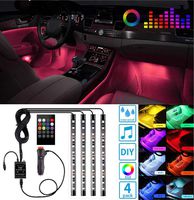 Led Interior Car Lights, Controller Led Lights for Cars, Waterproof Multicolor Music Underglow Lighting Kits with Wireless Control and Sound Active Function, Car Charger Included, DC 12V