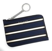 Kate Spade New York Medium L-Zip Card Holder Keychain (York stripe blue multi)