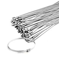 Flexzion 11.8-inch Stainless Steel Multipurpose Exhaust Wrap Locking Cable (100pcs) Heavy Duty Metal Zip Ties Clamp