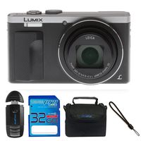 Panasonic Lumix ZS60 4K Digital Camera, WiFi (Silver) + 32 Gb Memory Card + More Essential Accessories