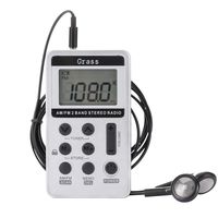 G001AM/ FM Pocket Radio Portable Mini Digital Tuning Stereo with Rechargeable Battery and Earphone for Walk/Jogging/Gym/Camping （Silver）