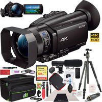 Sony FDR-AX700 4K HDR Handycam Camcorder with Deco Gear Professional Photography Case Cleaning Kit Tripod Filter Set & Shotgun Microphone Deluxe Bundle