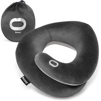 BCOZZY Memory Foam Chin Supporting Travel Pillow with The Responsive Balance Effect, Supporting The Head, Neck and Chin in Airplane, Car & Home. Carry Bag, Washable Cover. Adult Size, Gray