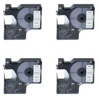 SuperInk Compatible for DYMO 18443 Black on White Vinyl Label Tape (3/8 Inch x 18 Feet 9mm x 5.5m) 4 Pack