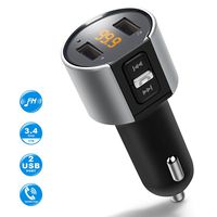 Bluetooth FM Transmitter for Car, Wireless Bluetooth FM Radio Adapter Car Kit with Hands-Free Calling and 2 Ports USB Charger 5V/2.4A&1A.