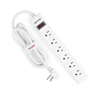 BESTEK 6-Outlet Surge Protector 15A 125V Commercial Power Strip with 6-Foot Long Power Cords and Right-Angled Power Plug, 200 Joules, FCC ETL Listed, White
