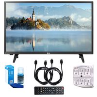 LG 28LJ430B-PU 28" Class HD 720p LED TV (2017 Model) with Two (2) 6 Foot HDMI Cables, Professional Screen Cleaning Kit, and 750 Joule 6-Outlet Surge Adapter Bundle
