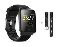 Bluetooth Smart Watches, KKCITE Waterproof Fitness Tracker Smart Watch with Heart Rate/Blood/Pressure/Sleep Monitor Compatible with Android/iOS/Samsung Phones for Men Women Kid (Black)