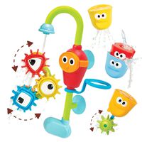 Yookidoo Baby Bath Toy- Spin N Sort Spout Pro- Three Stackable Cups, Automated Spout, and Spinning Suction Cup Gears