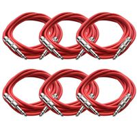 SEISMIC AUDIO - SATRX-10-6 Pack of Red 10' 1/4" TRS to 1/4" TRS Patch Cables