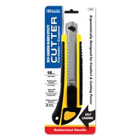 BAZIC Utility Knife Cutter 18mm + 2 Replacement Blades, Heavy-Duty Self Loading, Rubber Grip Retractable-Cardboard Boxes, Warehouse Office