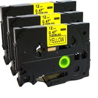 NEOUZA 3PK Compatible for Brother P-Touch Laminated TZe TZ Label Tape Cartridge 12mm x 8m (TZe-Fx631 Flexible ID Wire Cable Black on Yellow)