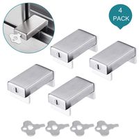 Reliancer 4 Pack Sliding Window Locks Sets with Keys Aluminum Alloy Door Frame Security Lock Stop Adjustable Safety Window Locks Security Door Stop for Home and Office Child Safety