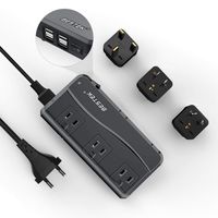 BESTEK Universal Travel Adapter 220V to 110V Voltage Converter with 6A 4-Port USB Charging and UK/AU/US/EU Worldwide Plug Adapter (Black)