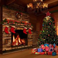 GladsBuy Christmas Fireplace 10' x 10' Computer Printed Photography Backdrop Christmas Theme Background YKY-193