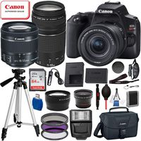Canon EOS Rebel SL3 DSLR Camera (Black) with 18-55mm is STM and 75-300mm III USM Essential Bundle: Includes - 64GB SanDisk Highspeed Memory Card + 50" Tripod + Professional Canon Bag + More