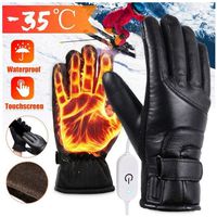 Winter Warmest Lined Leather Work Gloves for Extreme Weather -95 °F, Napoo Electric Thermal Heated Tech Gloves Waterproof Anti-Slip Touchscreen Texting, 100% Safety (Blue)