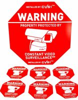 Big Warning Security Camera Sign & 6 Static Cling no glue Decals