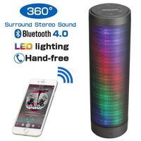 Portable Bluetooth Speaker with Loud Stereo Sound Wireless Hi-Fi 10-Hours Playtime Rechargeable Battery LED Light Perfect for Outdoors Travel Black