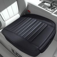 Sunny color 2pc Filling Bamboo Charcoal Edge Wrapping Car Front Seat Cushion Cover Pad Mat for Auto with PU Leather(Black)