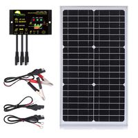 SUNER POWER 30 Watts Mono Crystalline 12V Off Grid Solar Panel Kit - Waterproof 30W Solar Panel + Photocell 10A Solar Charge Controller with Work Time Setting + SAE Connection Cable Kits