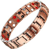 Qucasyl Magnetic Bracelet for Men, Copper Bracelets Copper Magnetic Therapy Bracelets for Arthritis Pain Relief Double Row Strong Magnets with Link Removal Tools