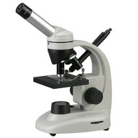 AmScope M135C-2L-PB10 Compound Monocular Microscope, WF10x and WF25x widefield eyepieces, 40x-1000x Magnification, Brightfield, Upper and Lower LED Illumination, Plain Stage, Cordless Operation with Rechargeable