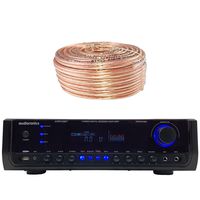 Audioronics AR512BT Digital Spectrum Built In Wireless Audio Streaming Integrated Amplifier & Pre-Amp Stereo Receiver w/ 1500 Watts Peak Power, Bundle Combo with Enrock 100 ft 18g Speaker Wire