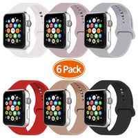 IYOU Sport Band Compatible with Watch Band 38MM 42MM 40MM 44MM, Soft Silicone Replacement Sport Strap Compatible with 2018 Watch Series 5/4/3/2/1(Z 6 Pack B,42MM, S/M)