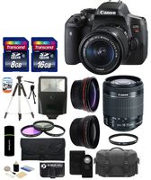 Canon EOS Rebel T6i 24.2MP CMOS Digital SLR Camera with EF-S 18-55mm f/3.5-5.6 is STM Lens + 58mm Telephoto Lens + Wide Angle Lens + Case + Flash + Tripod + 24GB Deluxe Accessories Bundle