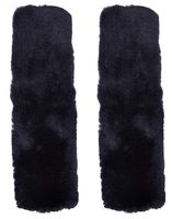 Cutequeen Trading 10" Black Sheepskin Seat Belt Shoulder Pad Cover - Pair
