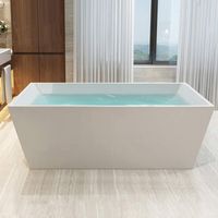 Vanity Art 67-Inch Freestanding Acrylic Bathtub | Modern Stand Alone Soaking Tub with Chrome Finish, UPC Certified, Slotted Overflow & Pop-up Drain - VA6813B-L