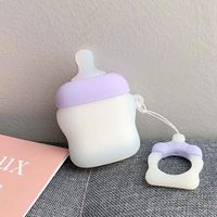 BONTOUJOUR AirPods Case, Super Cute Creative Fun Baby Feeding Bottle Shape Soft TPU Silicone Cover Protective Skin for Apple AirPods 1&2-Purple