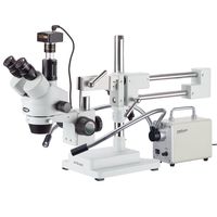 AmScope 3.5X-90X Simul-Focal Trinocular Stereo Microscope with LED Fiber Optic Light and 5MP Camera