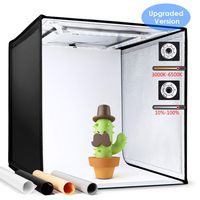 amzdeal 20in Foldable Photo Studio Box 3000K-6500K Adjustable Table Top Light Box Portable Dimmable Photo booth box CRI 90+ with 4 Shooting Windows and 4 Backdrops(White/Black/Orange/Gray)