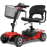 DONGBALA Folding Mobility Scooter, 4 Wheel Motorized Wheelchair Electric Scooter Seniors 180W Motor 12AH2 Lead Acid Battery with Baskets for Disabled Elderly Travel Shopping Red