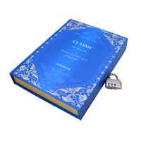 Retro Classic Decorative Patterns Hard Cover Diary Notebook With Password Lock Blue
