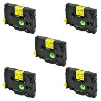 SuperInk 5 Pack Compatible for Brother HSe-631 HSe631 HS-631 HS631 Black on Yellow Heat Shrink Tube Label Tape use in PT-D210 D200 D400 D450 D600 H300 P700 P900 Printer (0.46''x 4.92ft,11.7mm x 1.5m)