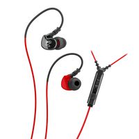 MEE audio Sport-Fi S6P Memory Wire In-Ear Headphones with Microphone, Remote, Volume Control, and Sports Armband (Red/Black)