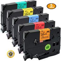 NEOUZA 5PK Compatible with Brother TZe TZ Laminated P-Touch Label Maker Tape, for PT D210 H110 H105 D600 1230PC 1280, 0.47"(12mm) (Black Print on Color) TzeB31 Tze431 Tze531 Tze631 Tze731