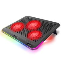 havit RGB Laptop Cooling Pad for 15.6-17 Inch Laptop with 3 Quiet Fans and Touch Control, Pure Metal Panel Portable Cooler(Red)