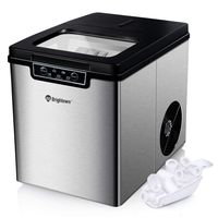 Brightown Countertop Ice Maker, 9 Bullet Ice Cubes Ready in 6 Mins, Make 26 lbs Ice in 24 hrs, 2.2L Water Tank, Ice Basket and Scoop Included, Portable Ice Machine with LED Display for Home, Party