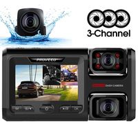 Pruveeo D40 Three and Dual Channel Dash Cam, Front Inside and Rear with Backup Camera, Dash Camera for Cars, 3.0 inch LCD, Night Vision, Supercapacitor, WiFi, G-Sensor, Loop Recording