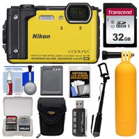Nikon Coolpix W300 4K Wi-Fi Shock & Waterproof Digital Camera (Yellow) with 32GB Card + Case + Battery + Monopod + Floating Handle + Kit
